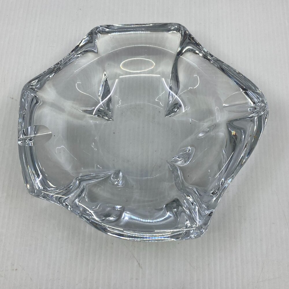 Vtg DAUM signed chunky crystal clear  modern ashtray